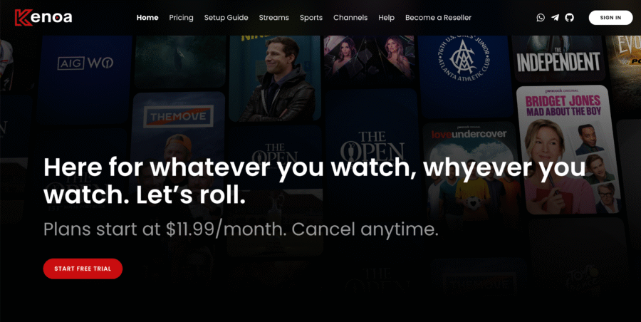 KenoaTV IPTV interface on smart TV